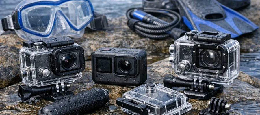 Actioncam fuer Wassersport kaufen: Wasserdichte Modelle und Schutzgehaeuse